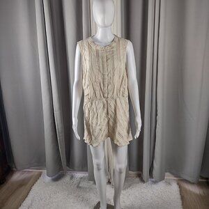 Lane Bryant Womens Cotton Blend Cream Pink Stripe Sleeveless Button Up Top Sz 16